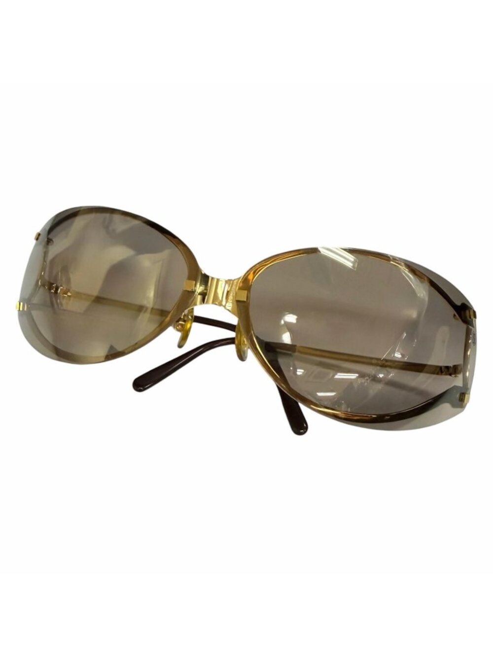 Cartier Rimless Eyewear Sunglasses Gold Brown 72 Non Prescription